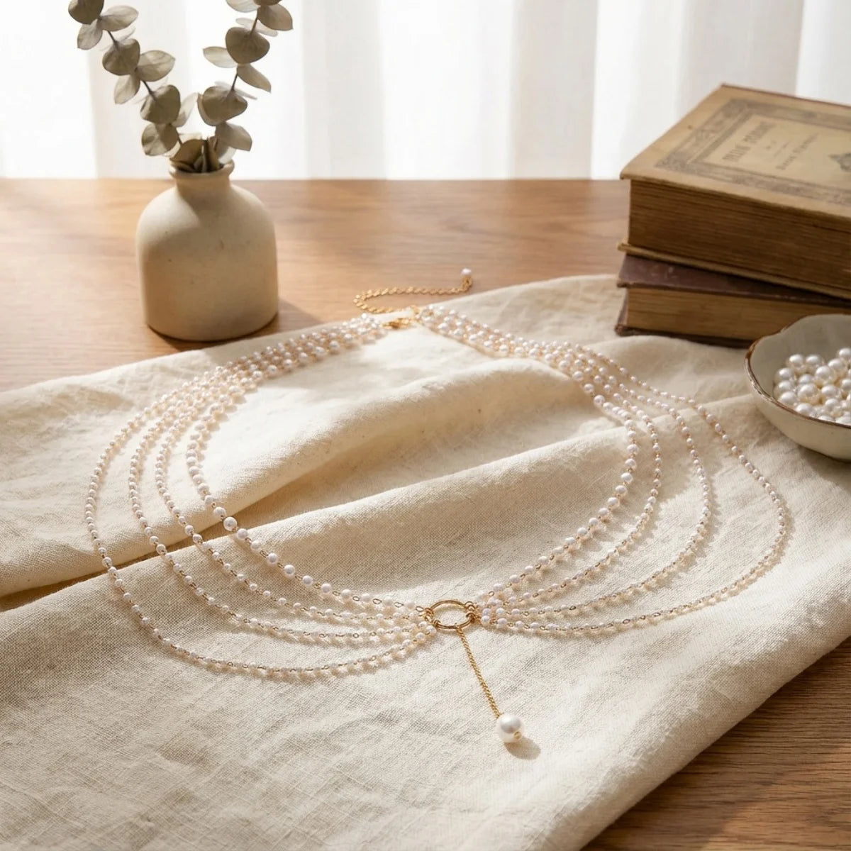 Baroque Imitation Pearl Multilayer Boho Choker and Body Chain