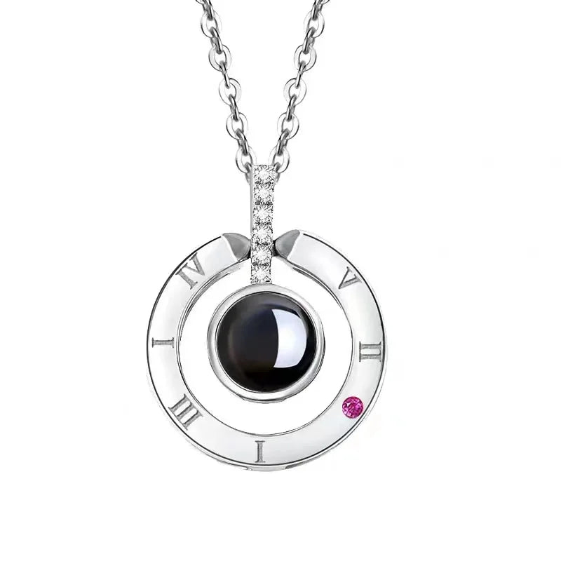Projection Necklace, I Love You in 100 Languages, Zircon Heart Pendant Gift