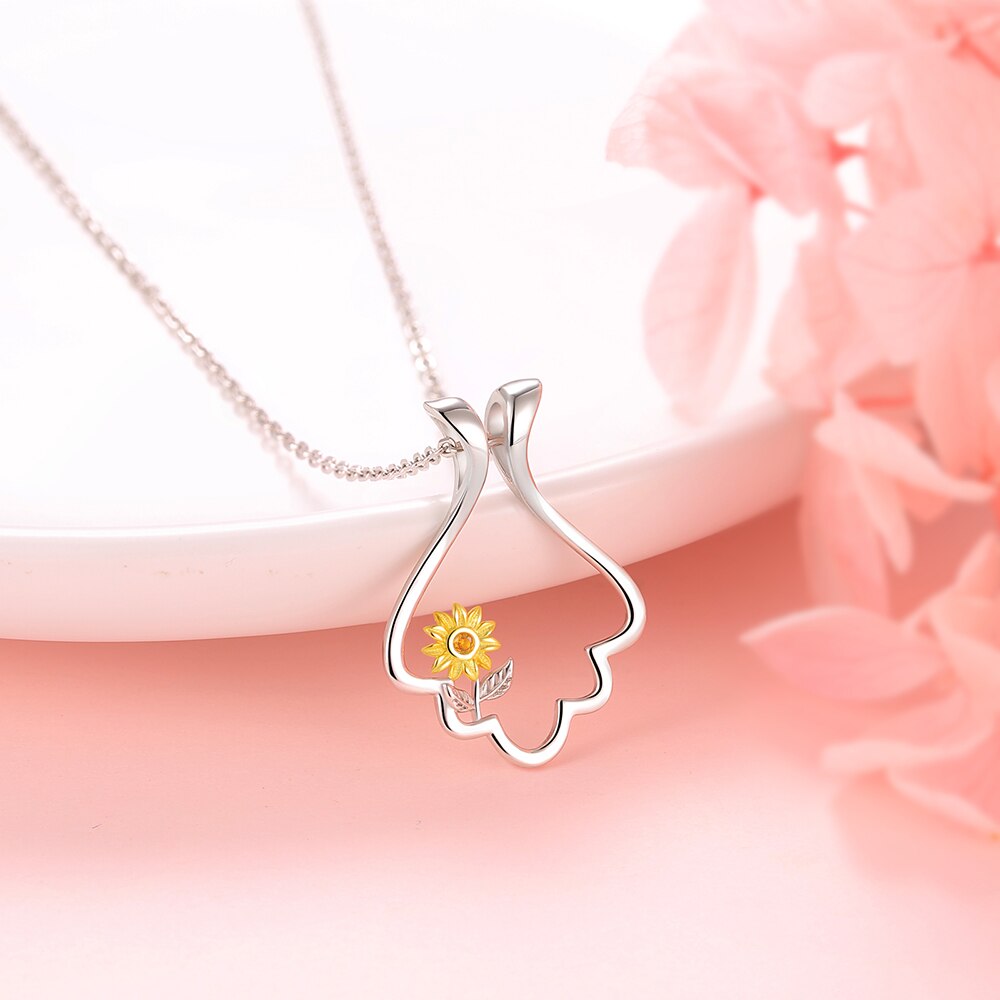 Ring Holder Sunflower Necklace 925 Sterling Silver Keeper Necklace Pendant You Are My Sunshine Jewelry Gifts for Women Girls