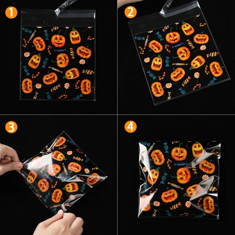 50PCS Halloween Candy Bags Halloween Party Decorations For Home 2024 Packaging Bag Pumpkin Party Ghost Halloween Decor Supplies - Charlie Dolly