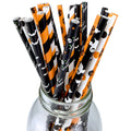 25/50/100pcs Halloween Party Favors Paper Straws Black and Orange Party Biodegradable Drinking Stripe Straws for Halloween - Charlie Dolly