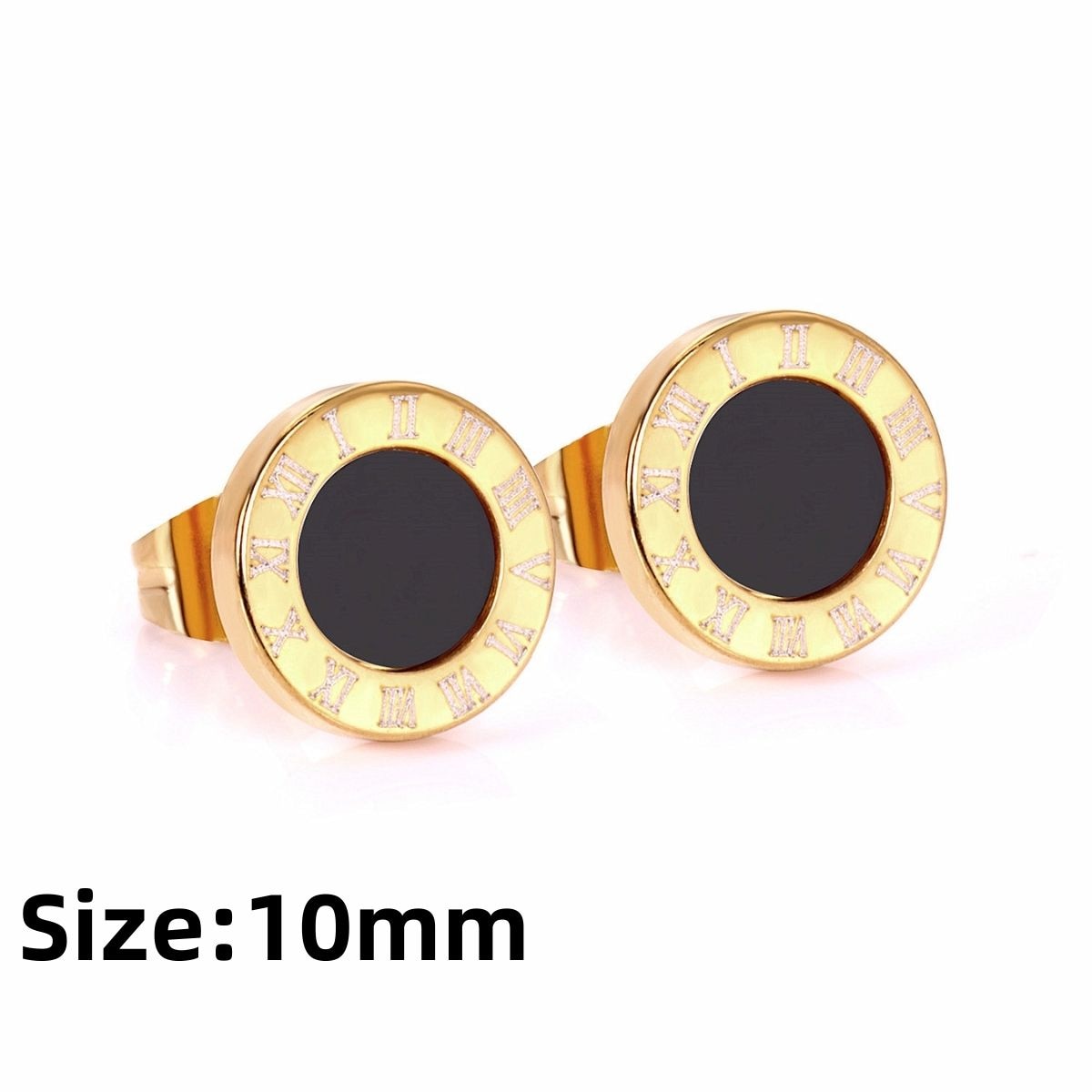 LUXUKISSKIDS Roman Numerals Men's Earrings Gothic Black Studs Steel Korean Fashion For Women 2023 Trendy Punk CZ Hiphop Piercing