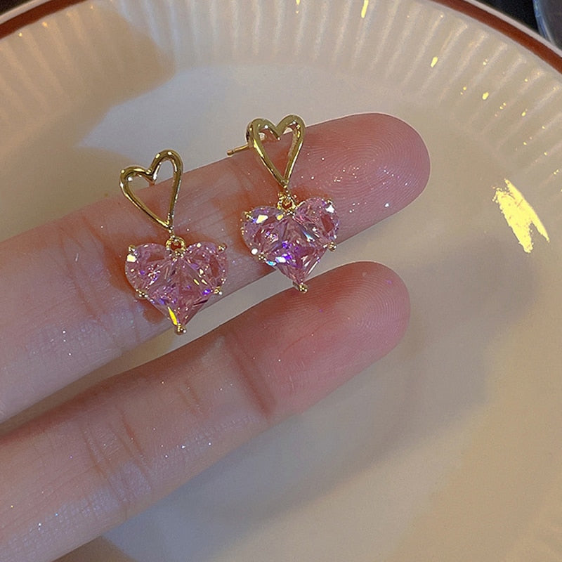 LATS 2022 New Fashion Trend Unique Design Elegant Delicate Pink Love Zircon Clavicle Necklace for Women Cute Jewelry Party Gift - Charlie Dolly