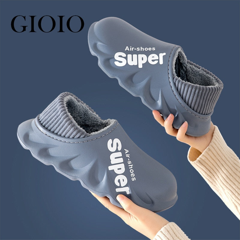 Winter Slippers Warm Men Shoes Waterproof Women Couples Non-Slip Plush Cotton Indoor Outdoor Kids Home Autumn Children