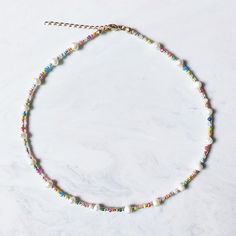 Exquisite Beaded Crystal Natural Shell Necklace Ohemia Style Handmade Women Statement Collares De Moda Beach Jewelry Friendship