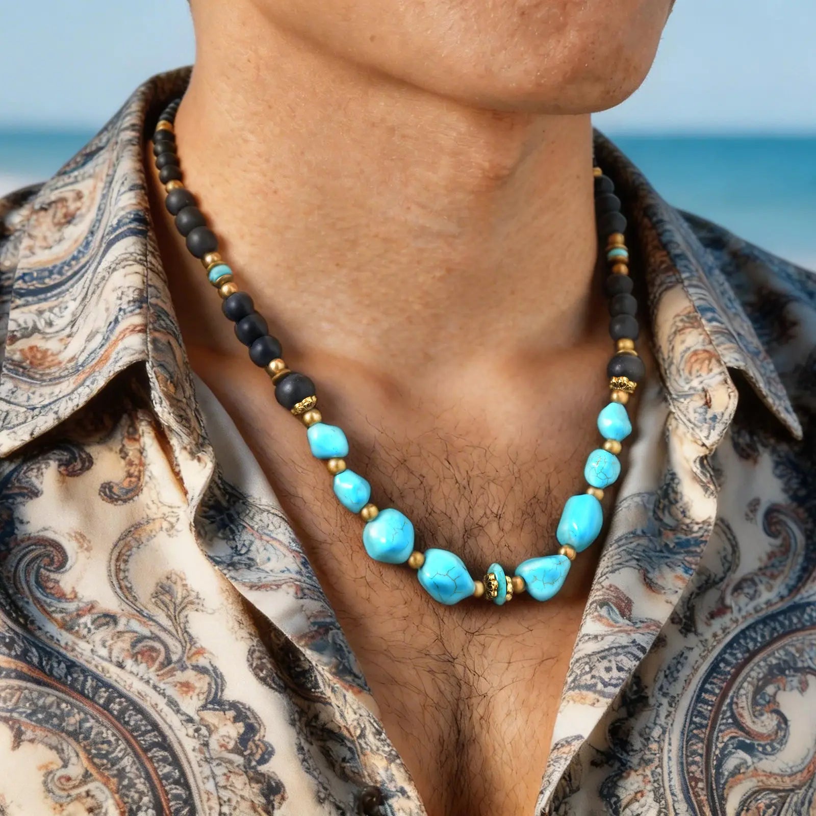 Natural Stone Unisex Beaded Necklace
