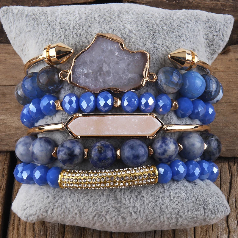 Fashion Boho Natural Stone Beaded Bracelet Jewelry Multi 6pc Stack Bracelet & Bangle Sets For Women Gift - Charlie Dolly