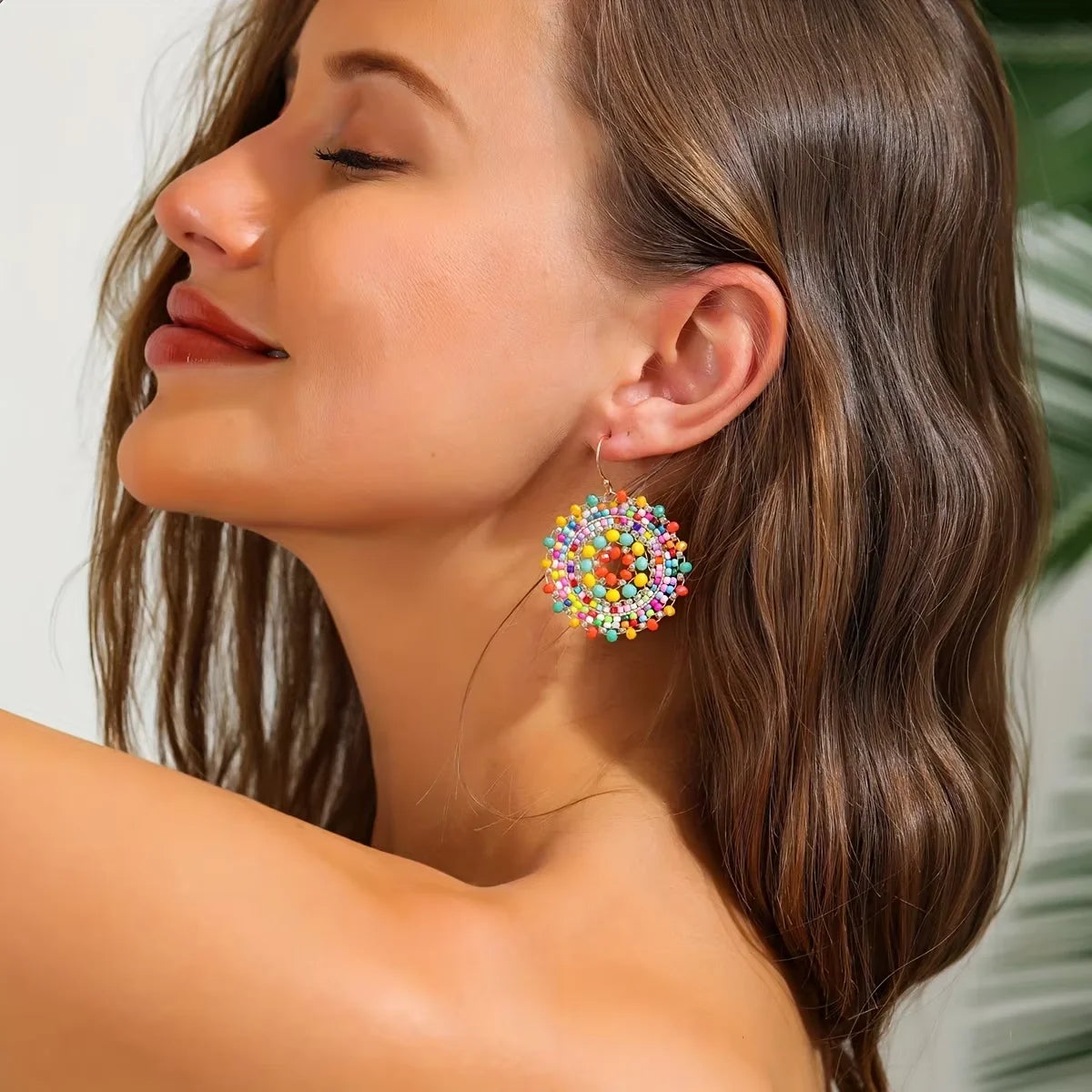Rhinestone Floral Swing Drop Earrings Jewelry