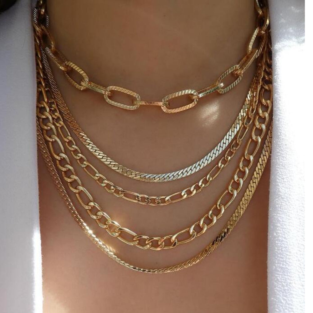 bls-miracle Bohemia Gold Color Multiple Styles Necklace For Women Multi-Layer Crystal Pendant Necklaces Set Jewelry Gifts