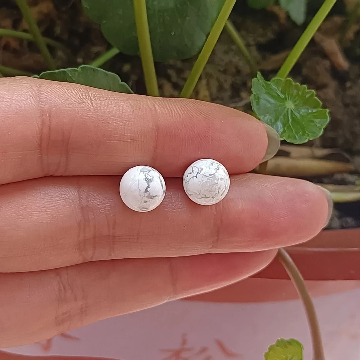 1 Pair Natural Stone Stud Earrings For Women Men Round Turquoises Tiger Eye Lapis Lazuli Beads Earring Fashion Jewelry Gift - Charlie Dolly