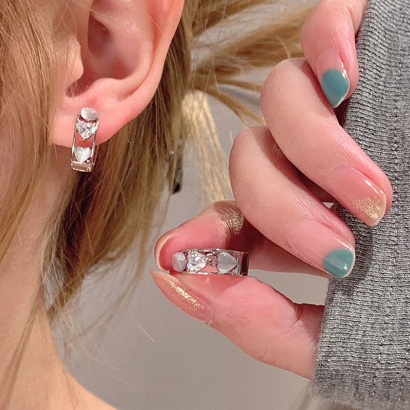 Circle Shell Flower Hoop Earrings For Women Fashion Sweet Metal Jewelry Oorbellen Gift
