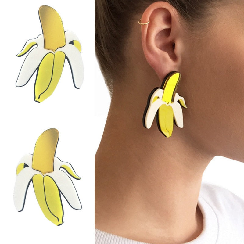 Acrylic Vegetables Fruits Summer Earrings For Girls Cute Cartoon Dragon Strawberry Watermelon Broccoli Pineapple Lemon Earrings