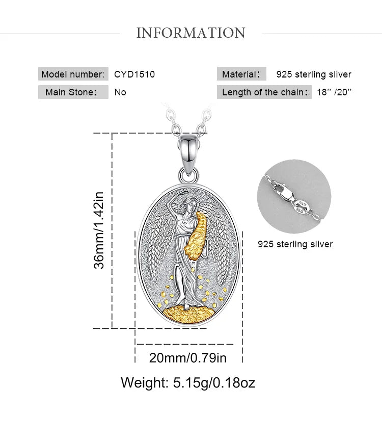 Fortuna Goddess of Fortune Necklace, S925 Silver with 18K Gold