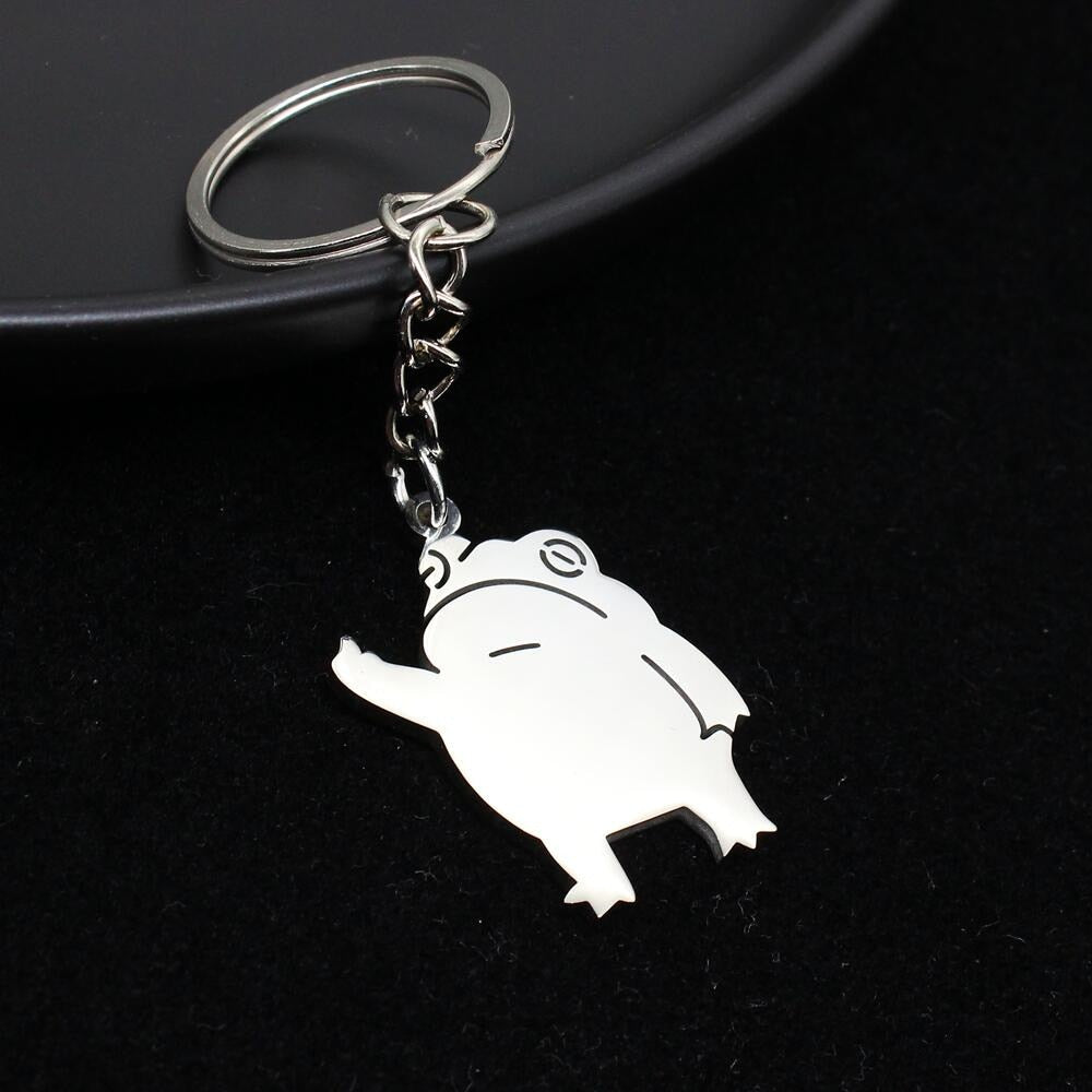 Funny Middle Finger Stickman Keychain Cute Titanium Steel School Bag Car Key Pendant Couple Trinket Gift Keyrings