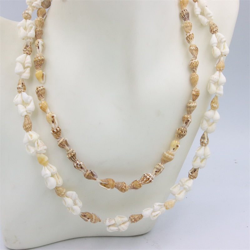 Trendy Fashion Jewelry Natural Sea Snail Shape Shell Beads Making Long Necklace Sweater Design For Women Party Gift Accessories