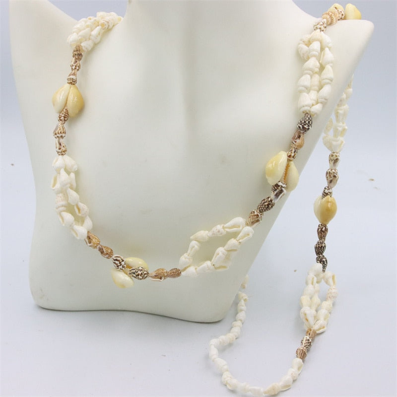 Trendy Fashion Jewelry Natural Sea Snail Shape Shell Beads Making Long Necklace Sweater Design For Women Party Gift Accessories