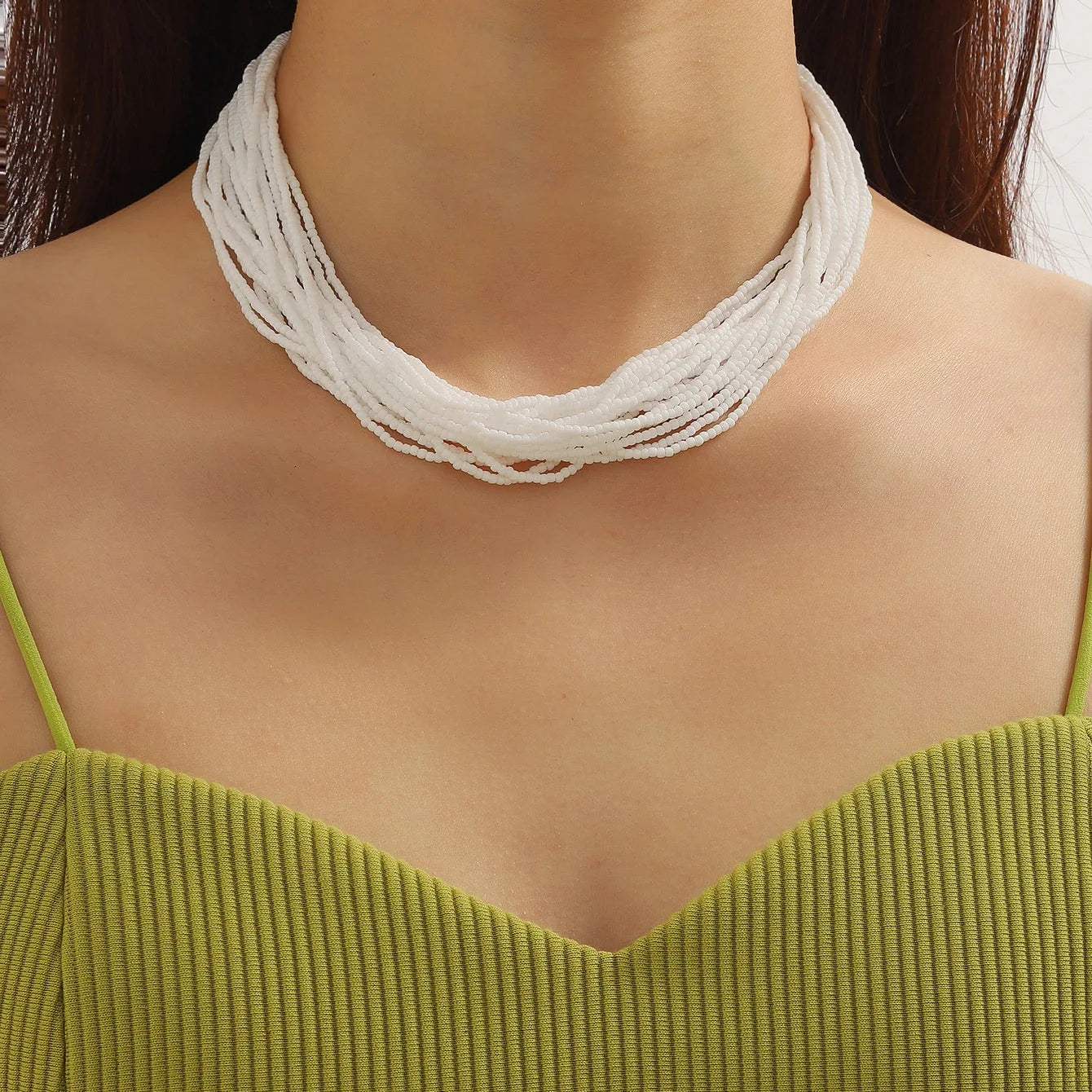 Beaded Multilayer Statement Choker Necklace Jewelry