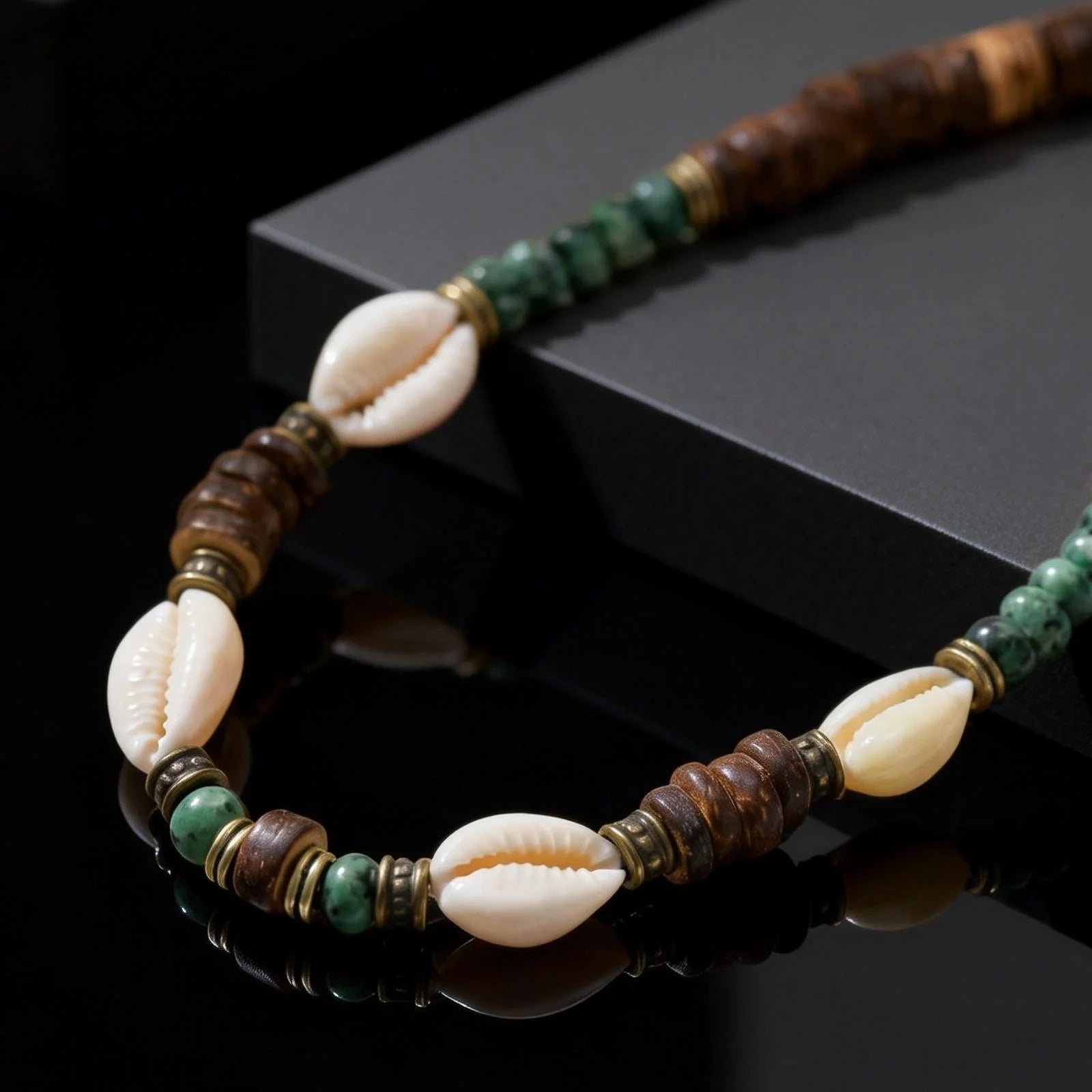 Coconut Shell and Conch Boho Necklace for Men