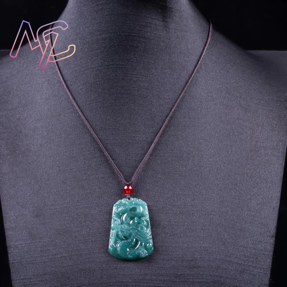 Real Myanmar Jadeite Dragon Pendant Necklace, Luxury Vintage Lucky Talisman