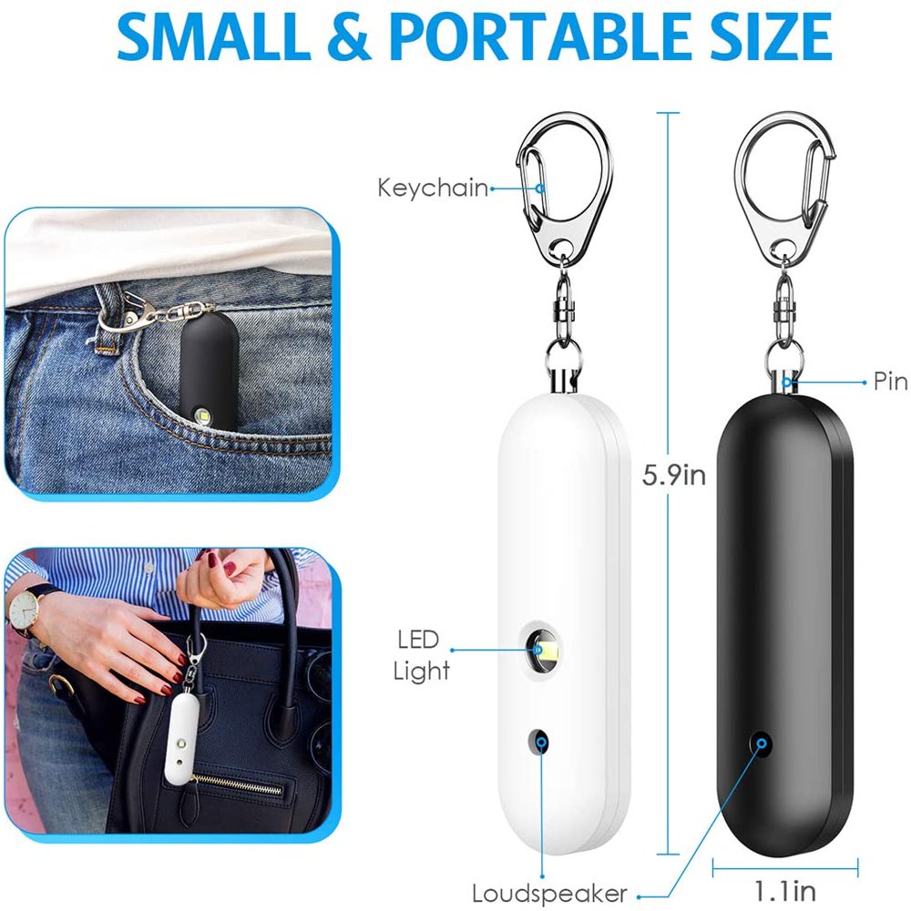 Safe Alarm, 130dB Safety Alarm Keychain with LED Light Personal Alarm Emergency Self Defense Alarm for Kids Women Elderly