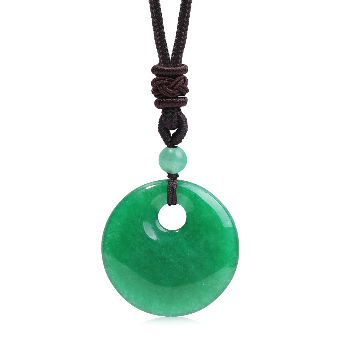 Natural Gemstone Chinese Peace Knot Pendant Necklace, Sacred Blessing Amulet