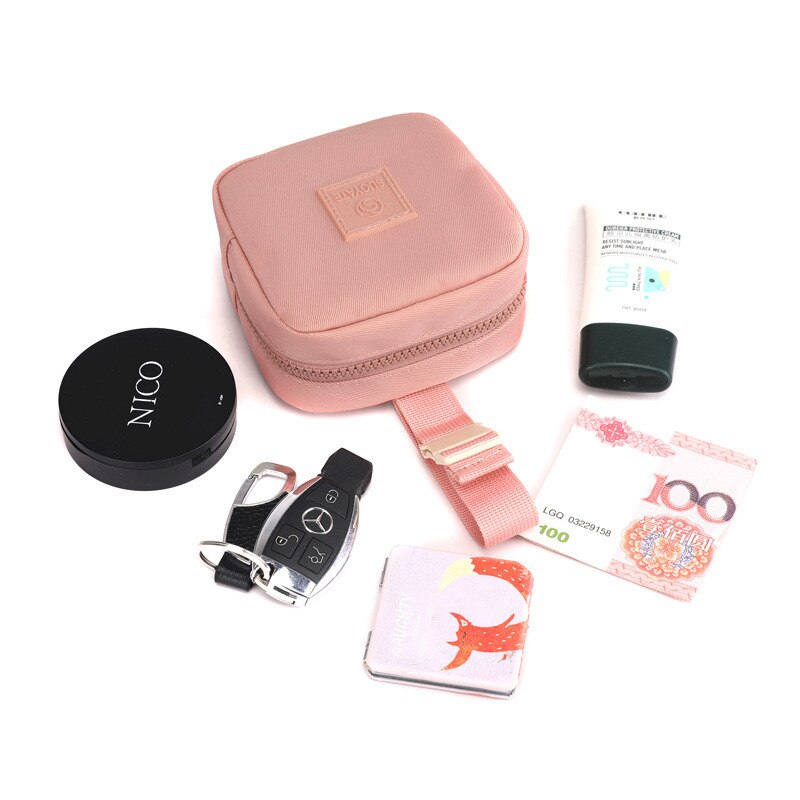 PURDORED 1 Pc 10 Colors Square Mini Coin Purse Women Business Card Case Credit Cards Wallet Coin Purse Zipper Card Purse Bag