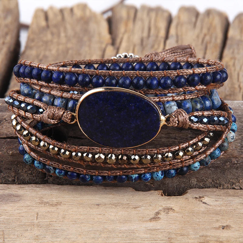 Mixed Natural Stone Wrap Bracelet