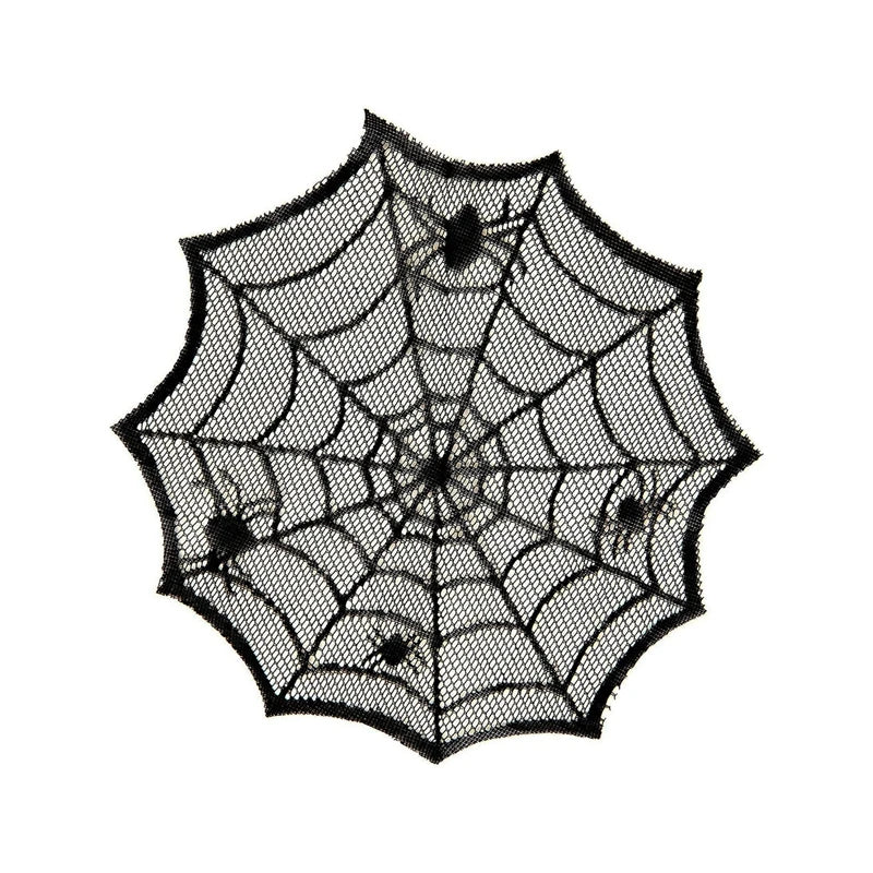 Halloween Black Lace Placemat Happy Halloween Party Decorations 2024 For Home Spider Web Tablecloth Kitchen Dining Table Covers - Charlie Dolly