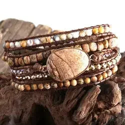 Fashion Handma Bohemian Jewelry Boho Bracelet Mixed Natural Stones Charm 5 Strands Wrap Bracelets Gift for Women girls - Charlie Dolly