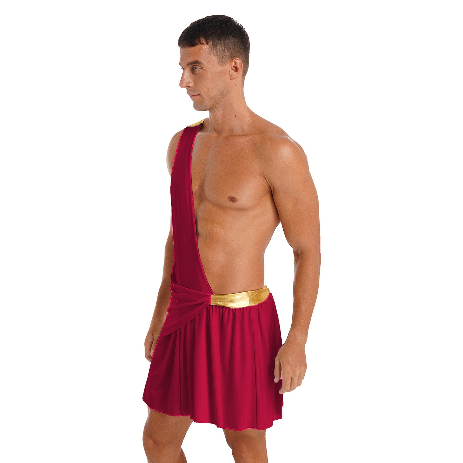 Men's Ancient Greek God Halloween Party Costume Cosplay One Shoulder Strap Skirts Knight Warrior Theatrical Performance Outfit - Charlie Dolly