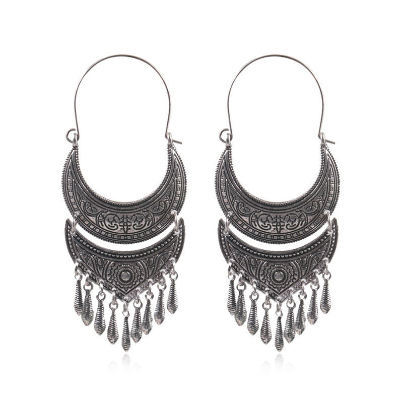 Exknl Big Long Drop Earrings for Women Geometric Bell Bohemian Cross Vintage Tassel Flower Earrings Fashion Jewelry Accessories