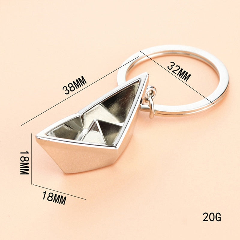 Men's Sailing Paper Boat Lovely Keychain Metal Alloy Boat Key Chains Key Rings Lucky Gift For Sailor Men Women Charms Pendant