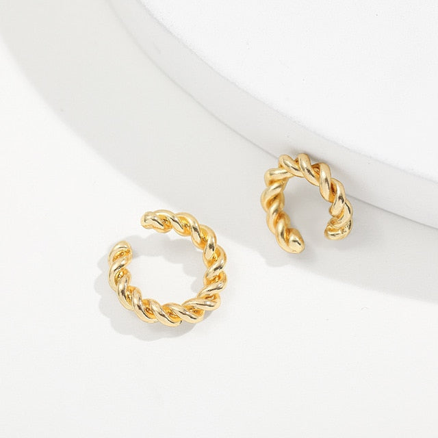 2023 New Fashion Pearl Ear Cuff Bohemia Stackable C Shaped CZ Rhinestone Small Earcuffs Clip Earrings for Women Wedding Jewelry