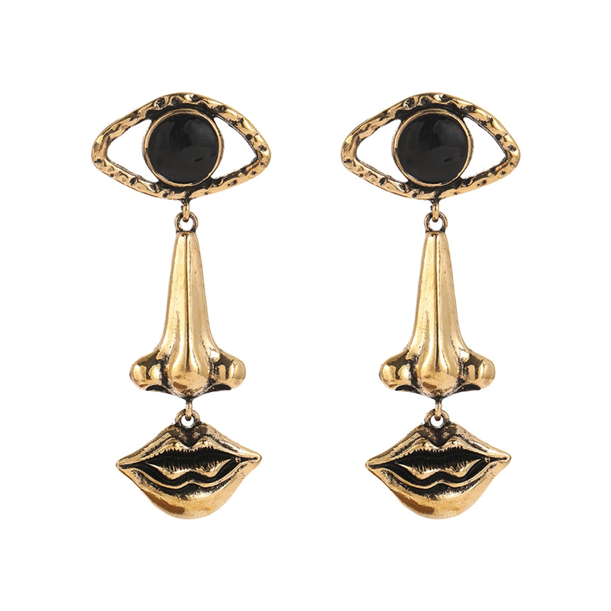 JUJIA Trendy Ethnic Love Heart Shape Evil Eye Drop Earrings For Women Vintage Statement Crystal Dangle Earring Jewelry Gift