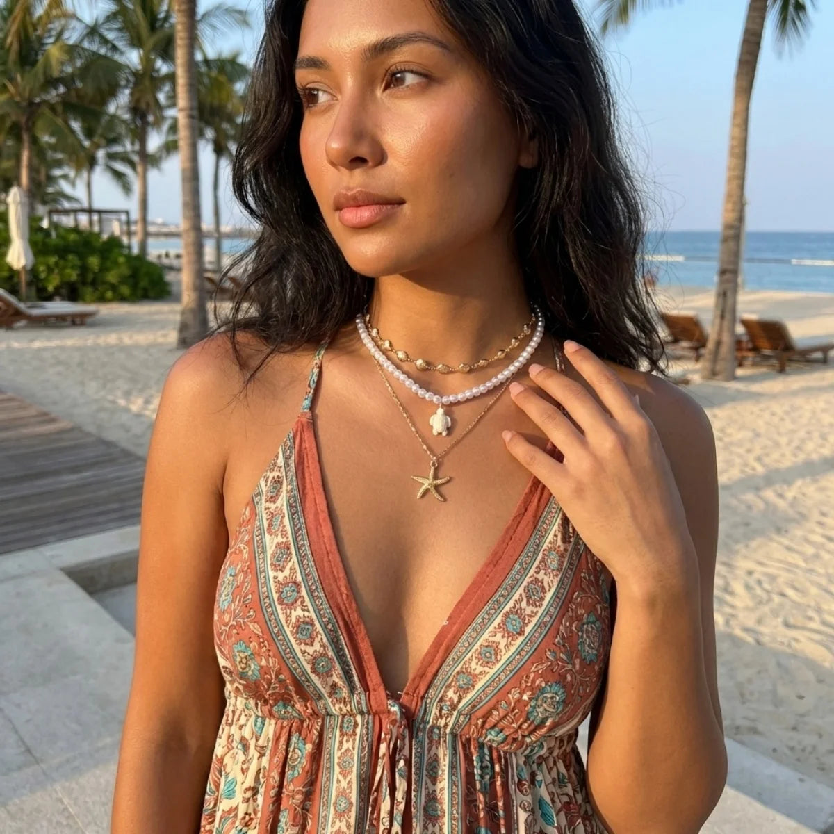 Turtle, Starfish and Shell Fishtail Boho Choker