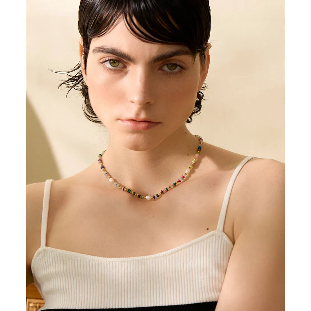 Natural Pearl Stone Boho Necklace