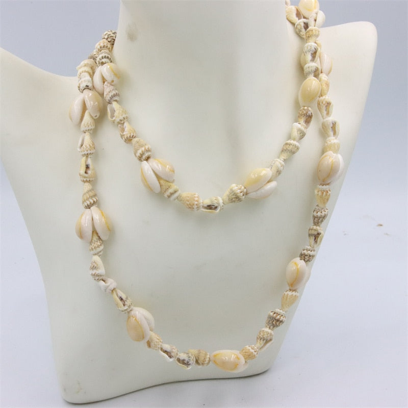 Trendy Fashion Jewelry Natural Sea Snail Shape Shell Beads Making Long Necklace Sweater Design For Women Party Gift Accessories
