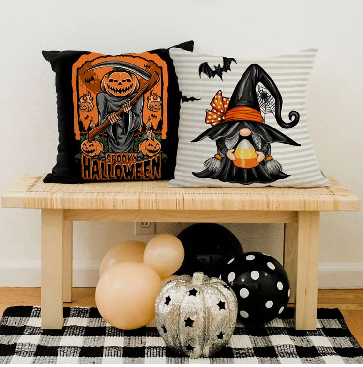 2024 Halloween Cushion Cover Halloween Decoration for Home Ghost Pumpkin Bat Pillowcase Horror Trick Or Treat Party Supplies - Charlie Dolly