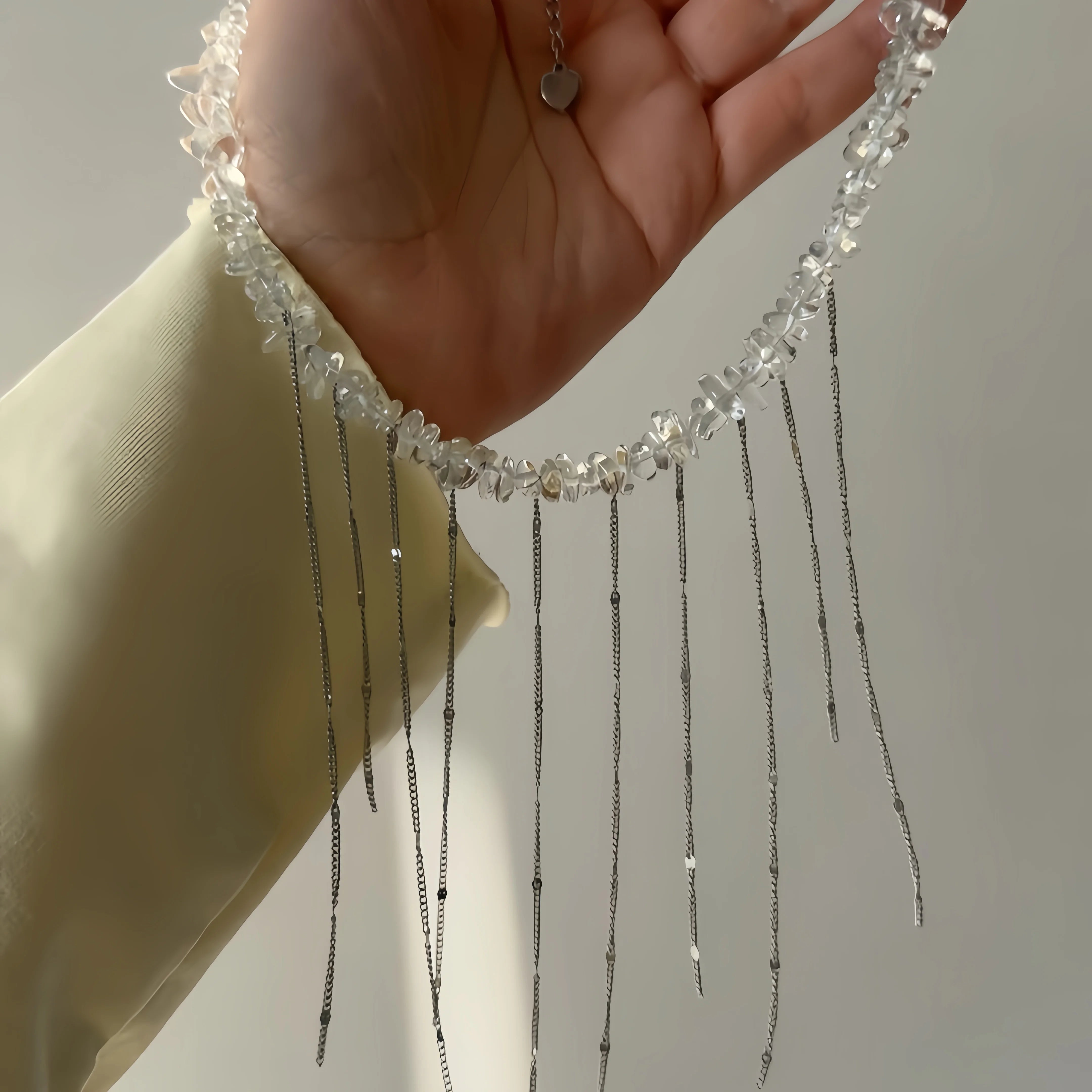 Transparent Crystal Zircon Heart Necklace Jewelry