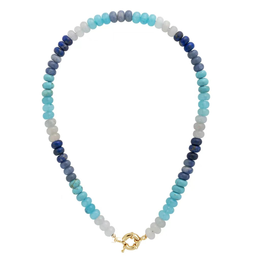 natural stone beaded Kunzite gold-plated bead collar freshwater accents large baroque pearl focal Hook fastening necklace women