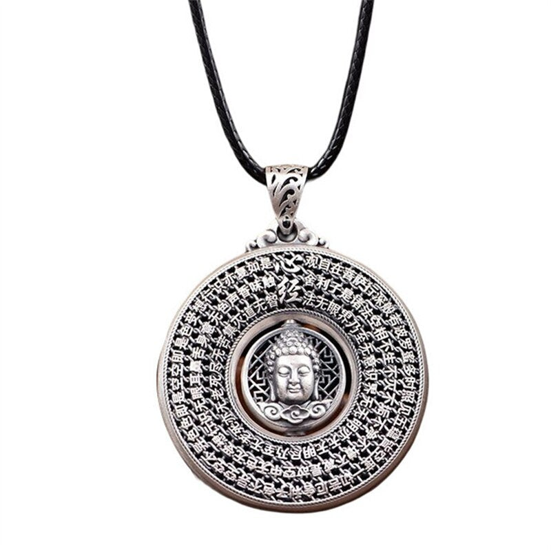 Blessing Heart Sutra Buddha Pendant For Women Men Jewelry Rotatable Tathagata Paramita Scriptures Necklace Male Accessories - Charlie Dolly