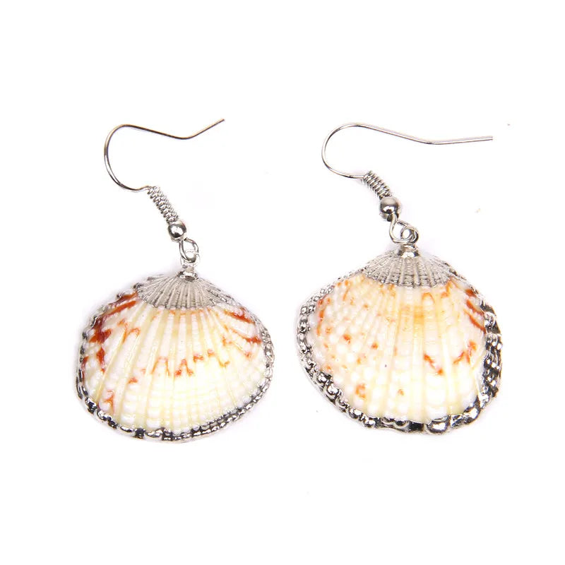 Natural Shell Scallop Drop Earrings Jewelry