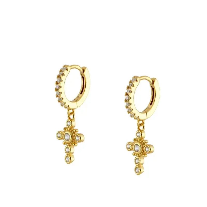 Gold Plated Hoop Stud Ear Cuff Earrings Set Jewelry