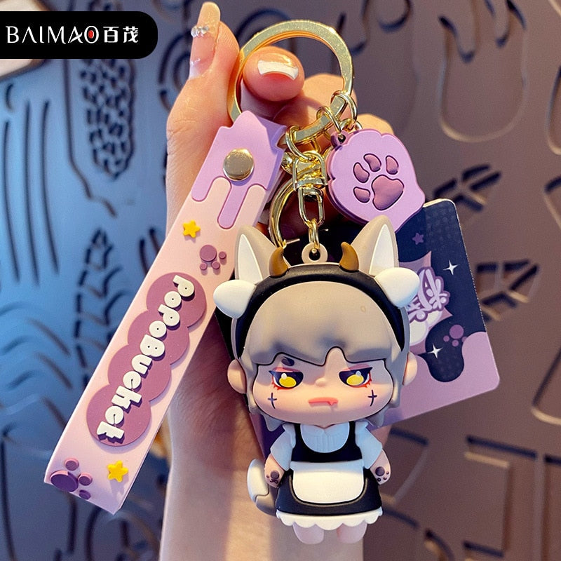 Fashion Beast Era Series Keychain Cartoon Anime Little Fox Characters Keyring Boyfriends Cute Doll Key Chain Bag Pendant