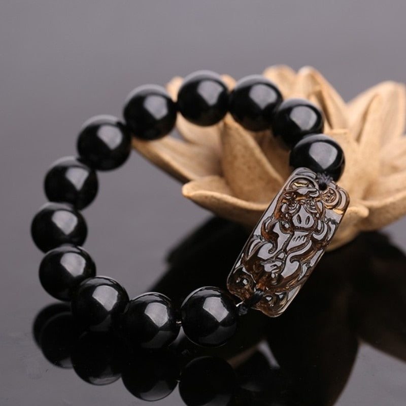 Fashion Frosted Obsidian Sakyamuni Buddha Head Charm Men and Women Amulet Necklace Buddhist Religious Jewelry