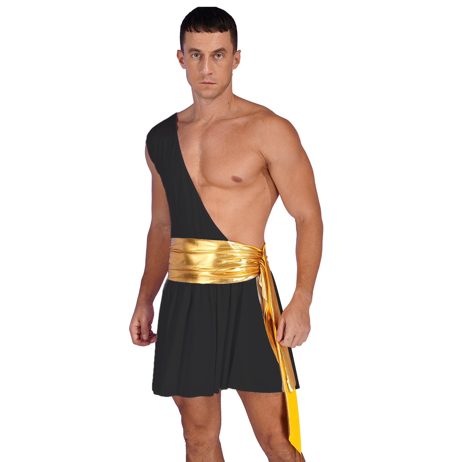 Men's Ancient Greek God Halloween Party Costume Cosplay One Shoulder Strap Skirts Knight Warrior Theatrical Performance Outfit - Charlie Dolly