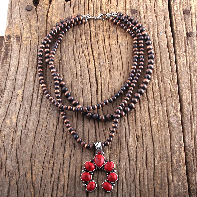 Grey CCB Moon Stone Layered Necklace Jewelry