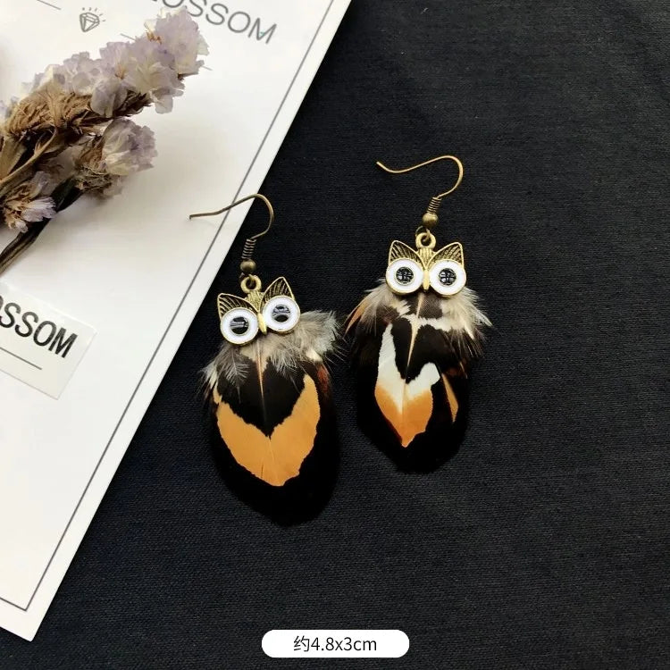 Peacock Feather Statement Drop Earrings Jewelry