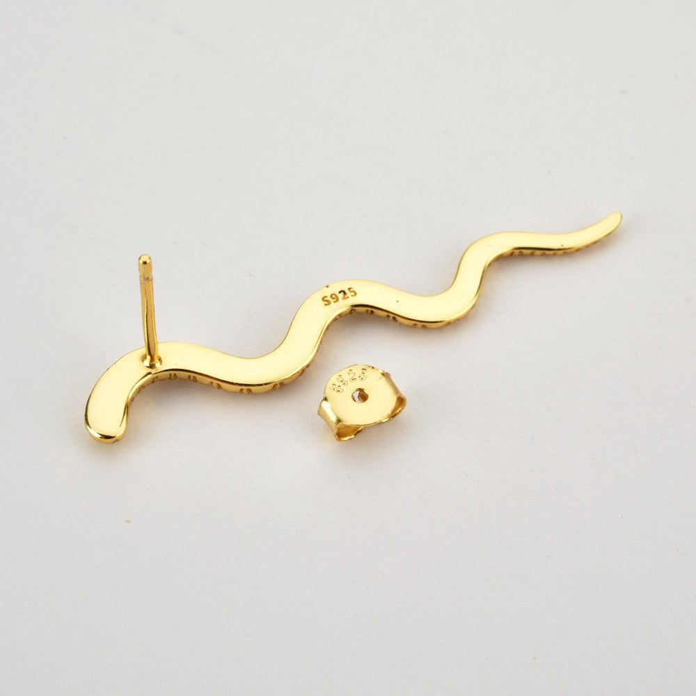 ANDYWEN 925 Sterling Silver Gold Long Line 40cm Vivid Snake Stud Earring BoA Piercing Ohrringe Pendiente 2020 Fine Jewelry - Charlie Dolly