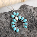 Western Turquoise Cluster Broach Necklace White Turquoise Squash Blossom Necklace Jewelry for Western Wear Boho Rodeo Accessorie - Charlie Dolly